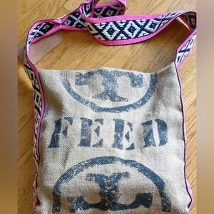 TORY BURCH Burlap HOLT RENFREW FEED BAG Shoulder Cross Body Bag firm